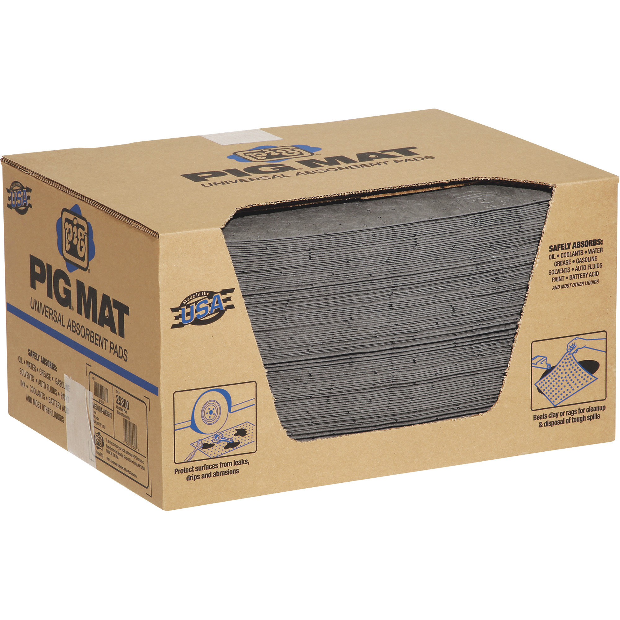 New Pig Universal Medium-Weight Absorbent Mat Pads, Box of 100, 20in.L x 15in.W, Model# 25300